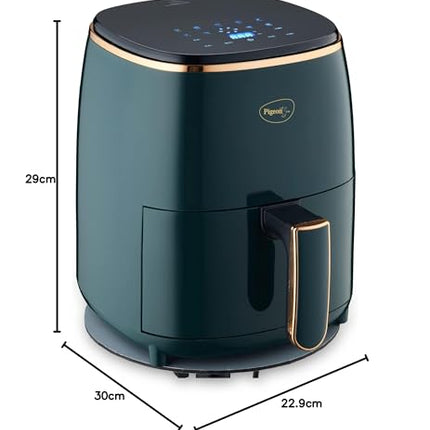 Pigeon Healthifry Digital Air Fryer, 360° High Speed Air Circulation Technology 1200 W with Non-Stick 4.2 L Basket - Green 