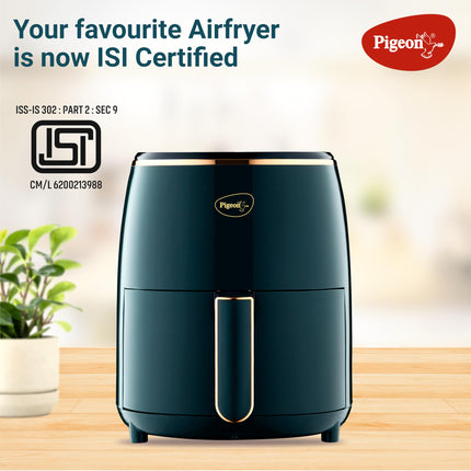 Pigeon Healthifry Digital Air Fryer, 360° High Speed Air Circulation Technology 1200 W with Non-Stick 4.2 L Basket - Green 