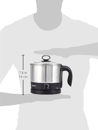 Pigeon Kessel Multipurpose Kettle (12173) 1.2 litres with Stainless Steel Body, used for boiling Water and milk, Tea, Coffee, Oats, Noodles, Soup etc. 600 Watt (Black & Silver) 