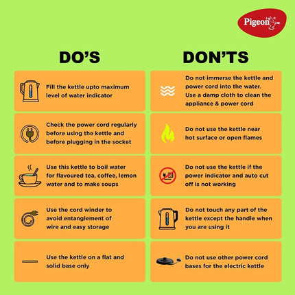 Pigeon by Stovekraft Amaze Plus Electric Kettle (14289) with Stainless Steel Body, 1.5 litre, used for boiling Water, making tea and coffee, instant noodles, soup etc. (Silver) 