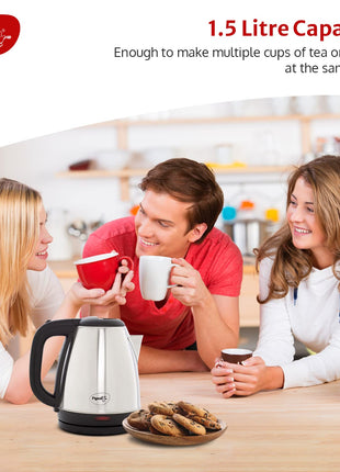 Pigeon by Stovekraft Amaze Plus Electric Kettle (14289) with Stainless Steel Body, 1.5 litre, used for boiling Water, making tea and coffee, instant noodles, soup etc. (Silver) 