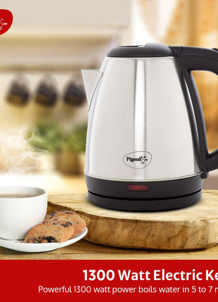 Pigeon by Stovekraft Amaze Plus Electric Kettle (14289) with Stainless Steel Body, 1.5 litre, used for boiling Water, making tea and coffee, instant noodles, soup etc. (Silver) 