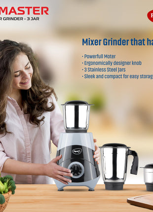 Pigeon by Stovekraft Mix Master Mixer Grinder for Kitchen | 500 Watts | 3 MultiPurpose Jars for Juicing | Chutney Making | Dry Grinding | Wet Grinding | Mincing | Blender|Mixer | 2Year Warranty 