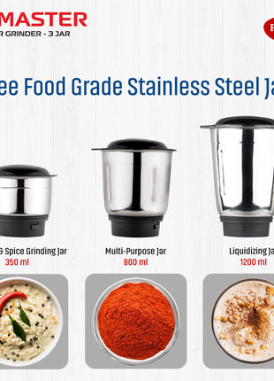 Pigeon by Stovekraft Mix Master Mixer Grinder for Kitchen | 500 Watts | 3 MultiPurpose Jars for Juicing | Chutney Making | Dry Grinding | Wet Grinding | Mincing | Blender|Mixer | 2Year Warranty 