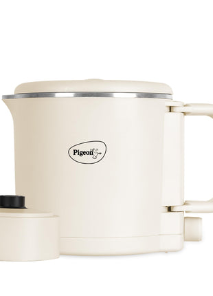 Pigeon by Stovekraft Trip Multi-cook Kettle,600 Watts,0.8 Litre, used for Boiling Water, making tea and coffee, instant noodles, soup etc (Cream) 