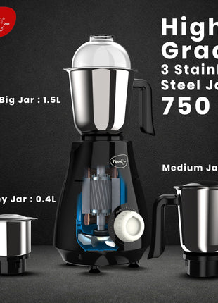 Pigeon by Stovekraft VIN Mixer Grinder Machine for Kitchen | 750 Watts | 3 MultiPurpose Jars for Juicing | Chutney Making | Dry Grinding | Wet Grinding | Mincing | Blender | Mixer | 2 Year Warranty 