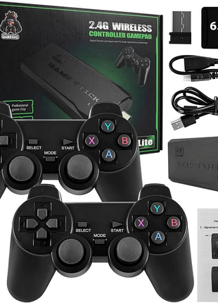 Play Zone Retro Wireless Gaming Console | 64GB Game Stick with 15000+ Classic Games | Dual Wireless Controllers | 4K HDMI Output | HD Sound | Plug & Play for Smart TV, PC, Laptop, Projector 