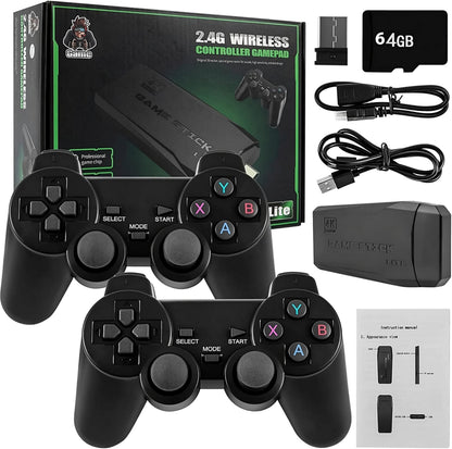 Play Zone Retro Wireless Gaming Console | 64GB Game Stick with 15000+ Classic Games | Dual Wireless Controllers | 4K HDMI Output | HD Sound | Plug & Play for Smart TV, PC, Laptop, Projector 