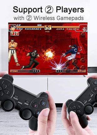 Play Zone Retro Wireless Gaming Console | 64GB Game Stick with 15000+ Classic Games | Dual Wireless Controllers | 4K HDMI Output | HD Sound | Plug & Play for Smart TV, PC, Laptop, Projector 