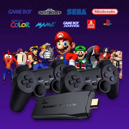 Play Zone Retro Wireless Gaming Console | 64GB Game Stick with 15000+ Classic Games | Dual Wireless Controllers | 4K HDMI Output | HD Sound | Plug & Play for Smart TV, PC, Laptop, Projector 