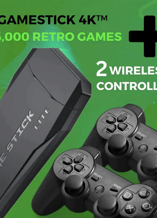 Play Zone Retro Wireless Gaming Console | 64GB Game Stick with 15000+ Classic Games | Dual Wireless Controllers | 4K HDMI Output | HD Sound | Plug & Play for Smart TV, PC, Laptop, Projector 