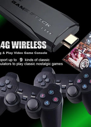 Play Zone Retro Wireless Gaming Console | 64GB Game Stick with 15000+ Classic Games | Dual Wireless Controllers | 4K HDMI Output | HD Sound | Plug & Play for Smart TV, PC, Laptop, Projector 