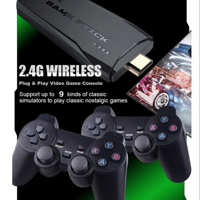 Play Zone Retro Wireless Gaming Console | 64GB Game Stick with 15000+ Classic Games | Dual Wireless Controllers | 4K HDMI Output | HD Sound | Plug & Play for Smart TV, PC, Laptop, Projector 