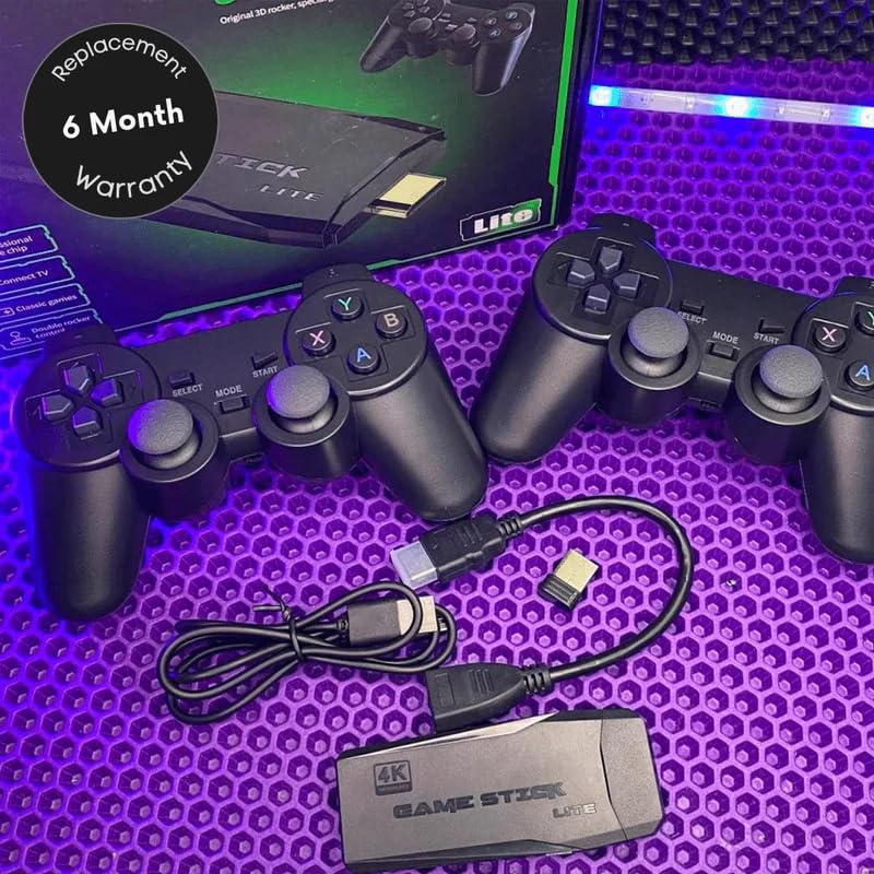 Play Zone Retro Wireless Gaming Console | 64GB Game Stick with 15000+ Classic Games | Dual Wireless Controllers | 4K HDMI Output | HD Sound | Plug & Play for Smart TV, PC, Laptop, Projector 