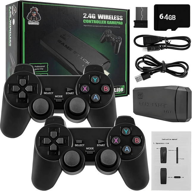 Play Zone Retro Wireless Gaming Console | 64GB Game Stick with 15000+ Classic Games | Dual Wireless Controllers | 4K HDMI Output | HD Sound | Plug & Play for Smart TV, PC, Laptop, Projector 