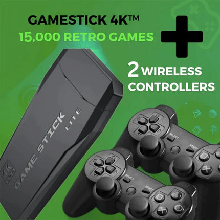 Play Zone Retro Wireless Gaming Console | 64GB Game Stick with 15000+ Classic Games | Dual Wireless Controllers | 4K HDMI Output | HD Sound | Plug & Play for Smart TV, PC, Laptop, Projector 