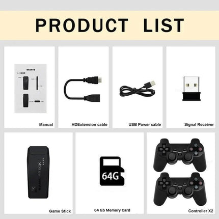 Play Zone Retro Wireless Gaming Console | 64GB Game Stick with 15000+ Classic Games | Dual Wireless Controllers | 4K HDMI Output | HD Sound | Plug & Play for Smart TV, PC, Laptop, Projector 