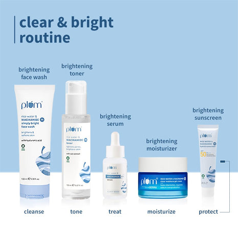 Plum 2% Niacinamide & Rice Water Sunscreen SPF 50 PA+++ | for Oily, Dry & Combination Skin | UVA/UVB Protection | Reduces Tan & Brightens Skin | No White Cast & Non-Sticky | for Women & Men | 15g 