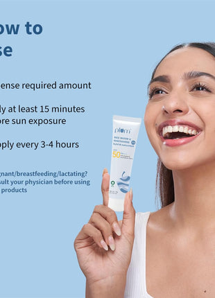 Plum 2% Niacinamide & Rice Water Sunscreen SPF 50 PA+++ | for Oily, Dry & Combination Skin | UVA/UVB Protection | Reduces Tan & Brightens Skin | No White Cast & Non-Sticky | for Women & Men | 15g 