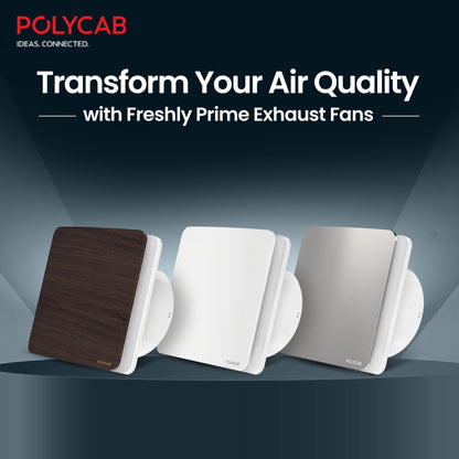 Polycab Freshly Prime 150mm Energy Efficient Exhaust fan for Kitchen, Bathroom | Noiseless ventilation, Sleek Design Easy to Clean | High Speed, Powerful Motor, 100% Copper, 3 Yrs Warranty【White】 