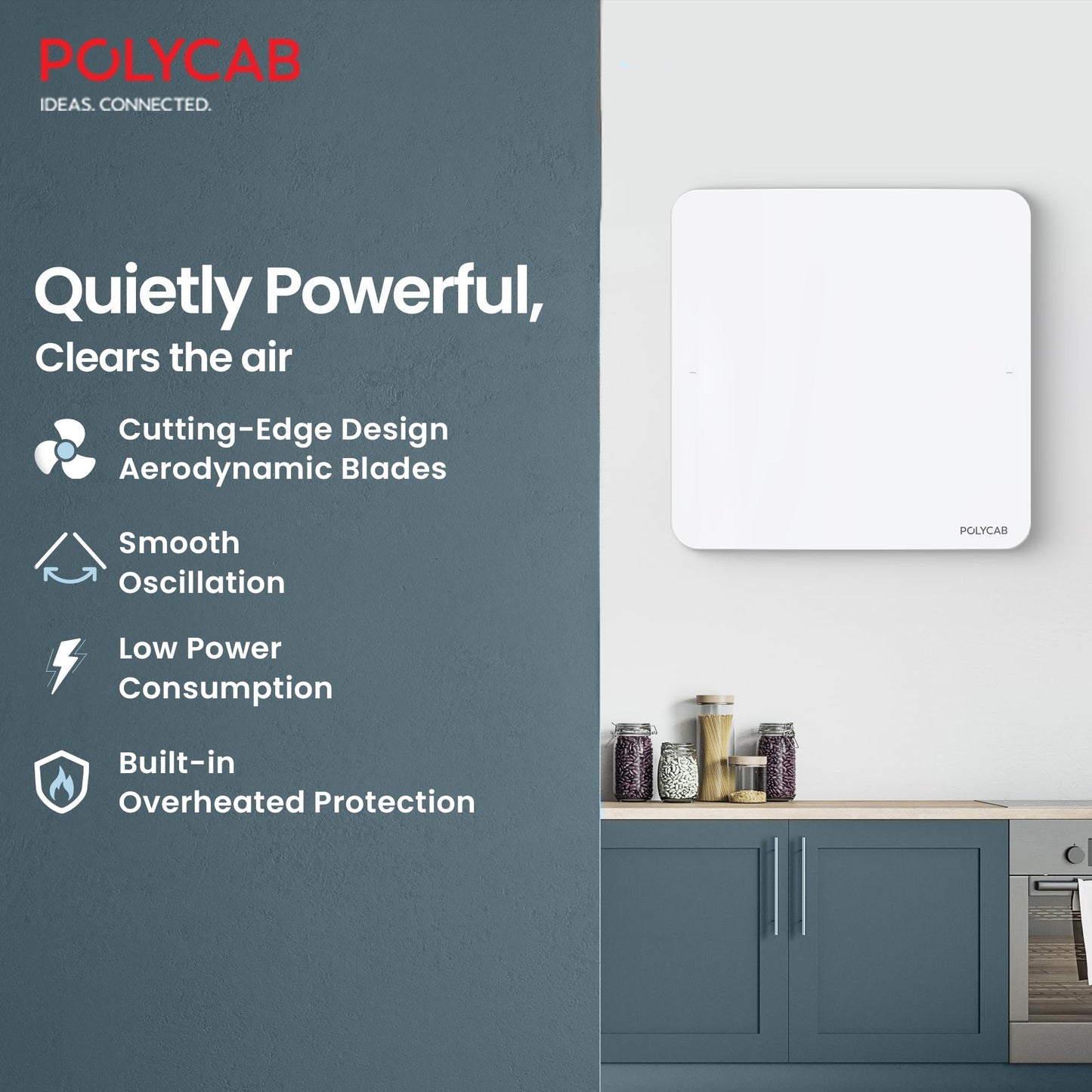 Polycab Freshly Prime 150mm Energy Efficient Exhaust fan for Kitchen, Bathroom | Noiseless ventilation, Sleek Design Easy to Clean | High Speed, Powerful Motor, 100% Copper, 3 Yrs Warranty【White】 