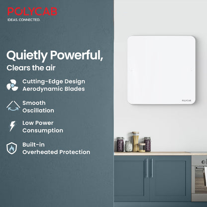 Polycab Freshly Prime 150mm Energy Efficient Exhaust fan for Kitchen, Bathroom | Noiseless ventilation, Sleek Design Easy to Clean | High Speed, Powerful Motor, 100% Copper, 3 Yrs Warranty【White】 