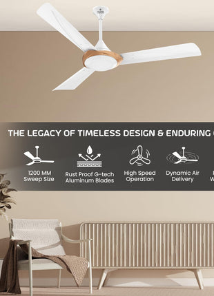 Polycab Superb Neo 1200mm Star Rated Ceiling Fan For Home | High Speed & Air Flow, 100% Copper | Rust-Proof Blades, 52 Watt, Saves up to 33% Electricity | 2 years warranty【Bronze Gold】 