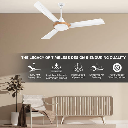 Polycab Superb Neo 1200mm Star Rated Ceiling Fan For Home | High Speed & Air Flow, 100% Copper | Rust-Proof Blades, 52 Watt, Saves up to 33% Electricity | 2 years warranty【Bronze Gold】 