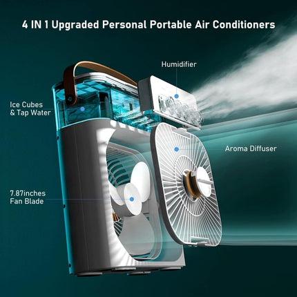 Portable-Air-Conditioner-Small-Ac-Quaite-Personal-Air-cooler-Usb-Power-Mini-Desktop-Cooling-Misting-fan-1/2/3-Timer-With-speed-360-Adjustable-For-Office-Room-Desk-And-Car-(Multi-colour) (Green) 
