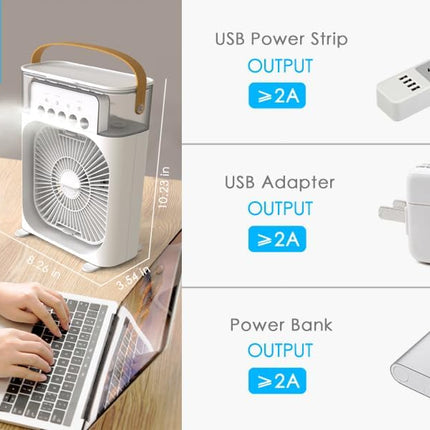 Portable Air Conditioners - Small AC Quiet Personal Cooler, USB Powered Mini Desktop Cooling Misting Fan, 1 | 2 3 Timer with Speeds, 360°Adjustment for Office, Home, Room, Desk and Car 