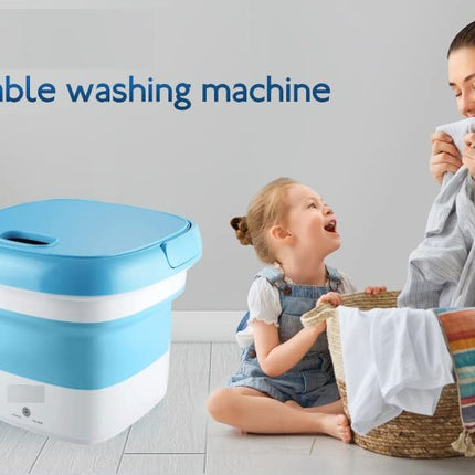 Portable Foldable Mini Top Loading Washing Machine 2kg with Spinner and Dryer for Baby Clothes, Semi Automatic Bucket Washer with Modes for Home, Travel 