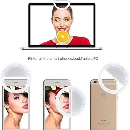 Portable LED Ring Selfie Light for All Smartphones, Tablets Enhancing Ring Light with 3 Level of Brightness for Photography Video Calling (Smart Phones Laptop Tablet) 