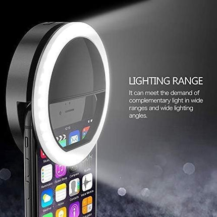 Portable LED Ring Selfie Light for All Smartphones, Tablets Enhancing Ring Light with 3 Level of Brightness for Photography Video Calling (Smart Phones Laptop Tablet) 