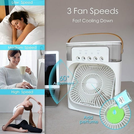 Portable Mini Air Cooler Fan, Personal Cooling Device with LED Light,MULTI COLOUR 