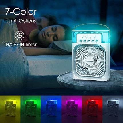 Portable Mini Air Cooler Fan, Personal Cooling Device with LED Light,MULTI COLOUR 