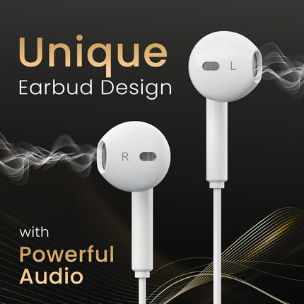 Portronics Conch Theta C in Ear Type C Wired Earphones with in Line HD Mic, Powerful Audio, 14.2mm Driver, Unique Earbuds Design, TPE Anti Tangle Wire, in line Controls, Wide Compatibility(White) 