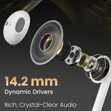 Portronics Conch Theta C in Ear Type C Wired Earphones with in Line HD Mic, Powerful Audio, 14.2mm Driver, Unique Earbuds Design, TPE Anti Tangle Wire, in line Controls, Wide Compatibility(White) 