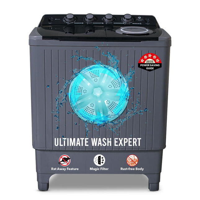 Power Guard 10.5 kg, 5 star, Semi-Automatic Top Load Washing Machine, Air Turbo Drying, Dark Gray, 2024 Model) 