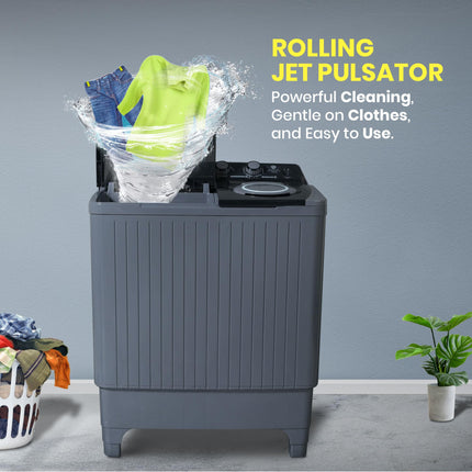 Power Guard 10.5 kg, 5 star, Semi-Automatic Top Load Washing Machine, Air Turbo Drying, Dark Gray, 2024 Model) 