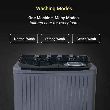 Power Guard 10.5 kg, 5 star, Semi-Automatic Top Load Washing Machine, Air Turbo Drying, Dark Gray, 2024 Model) 