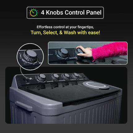 Power Guard 10.5 kg, 5 star, Semi-Automatic Top Load Washing Machine, Air Turbo Drying, Dark Gray, 2024 Model) 