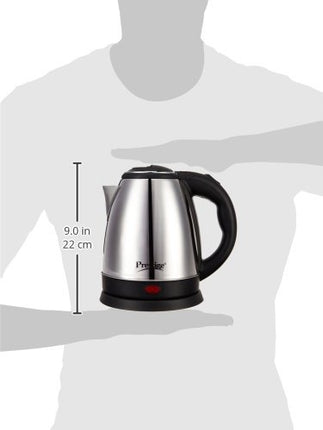 Prestige 1.5 litre PKOSS Stainless Steel Electric Kettle | 1350 Watts| Elegant Design | Cool-touch Handle and Lid | Automatic Cut-Off and Single-Touch Lid Locking. | Silver 