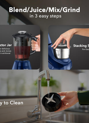 Prestige 750W Astra Neo Mixer Grinder with 4 Jars(3 Stainless Steel Jars,1 Juicer Jar)|1500ml wet Jar,1000ml dry jar,1500ml juice jar,300ml chutney jar|Stacking space for storage|2Y product warranty 