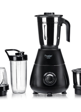 Prestige Apex Blendo 500W 4Jars Mixer Grinder|2 Full Size Stainless Steel Jar|2 Nutri-Blend Jar|3 Super Efficient Blades|Black 