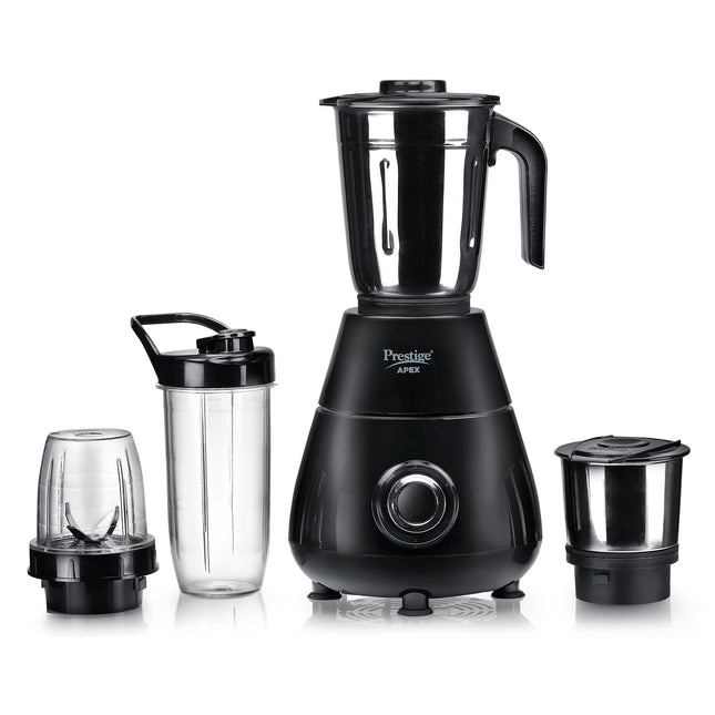 Prestige Apex Blendo 500W 4Jars Mixer Grinder|2 Full Size Stainless Steel Jar|2 Nutri-Blend Jar|3 Super Efficient Blades|Black 