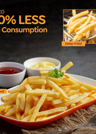 Prestige Crysta Electric Digital Airfryer 4.5L Basket, 1600W|Touch Panel with 9 Preset Menu|See-through Window with 25W Lamp|Food Grade Oil Brush|Time & Temperature control|Safety Interlocking|Black 