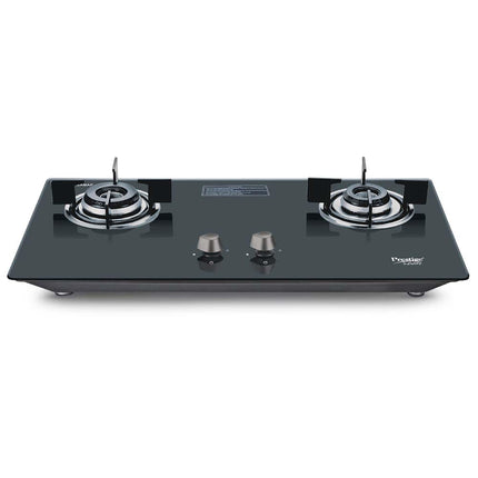 Prestige Desire Hobtop PHTD 02 AI Black L P Gas Table(with 8mm Thick Superior Toughened Glass Top, 2 Sabaf Burners, Auto Ignition) 
