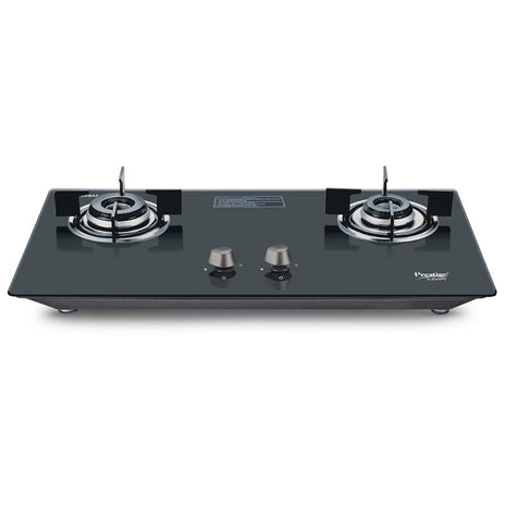 Prestige Desire Hobtop PHTD 02 AI Black L P Gas Table(with 8mm Thick Superior Toughened Glass Top, 2 Sabaf Burners, Auto Ignition) 