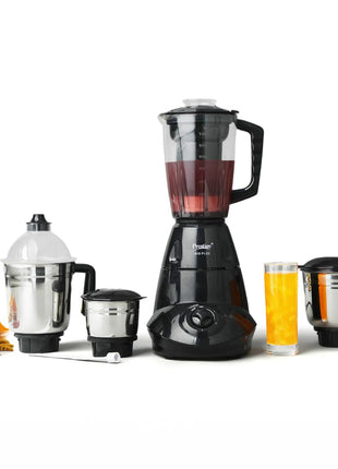 Prestige Iris 750 Watt 4 Jar Mixer Grinder | 3 Stainless Steel Multipurpose Jars and 1 Juicer Jar | Black | 750W 