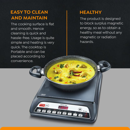 Prestige PIC 20 1600 Watts Induction Cooktop |Indian Menu Option |High Voltage Surge Protection| Automatic Power & Temperature Adjustment|1 year Warranty |Black 